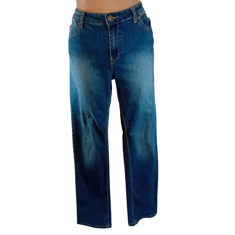 Buffalo Misha Mid Rise Straight‎ Leg Medium Wash Denim Jeans